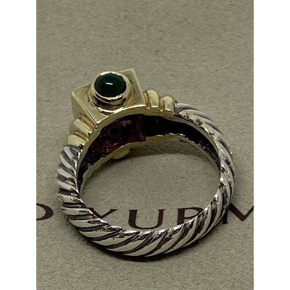 David Yurman 925 14K Gold Renaissance Cable Ring Amethyst Green Onyx Sz 7.75 - Picture 8 of 8